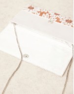 floral beaded envelope clutch bag in gold