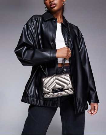 cross body padded bag in silver
