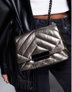 cross body padded bag in silver