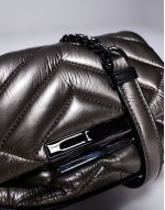 cross body padded bag in silver