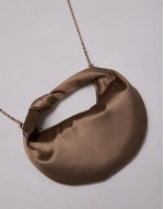 satin knot detail bag in light beige