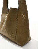 PU tote bag in olive green