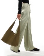 PU tote bag in olive green