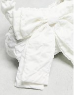 bow detail grab bag in white satin