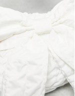 bow detail grab bag in white satin