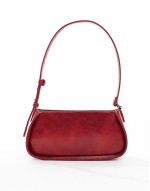 faux leather shoulder bag in cherry red