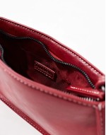 faux leather shoulder bag in cherry red