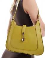 shoulder bag with gold clasp detail in green