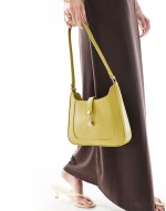 shoulder bag with gold clasp detail in green