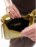 shoulder bag with gold clasp detail in green