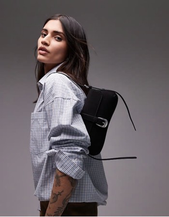 Sophia western buckle shoulder bag in black