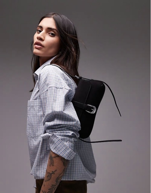 Sophia western buckle shoulder bag in black