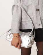 pocket detail shoulder bag in metallic silver