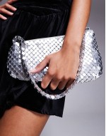 asymmetric chainmail shoulder bag in silver