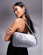 asymmetric chainmail shoulder bag in silver