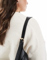 slouchy shoulder bag with clasp detail in black