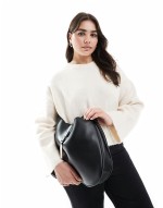 slouchy shoulder bag with clasp detail in black