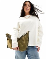 suede scoop shoulder bag in forest green