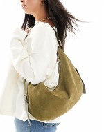 suede scoop shoulder bag in forest green