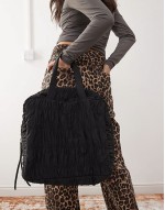 ruched smock holdall bag in black