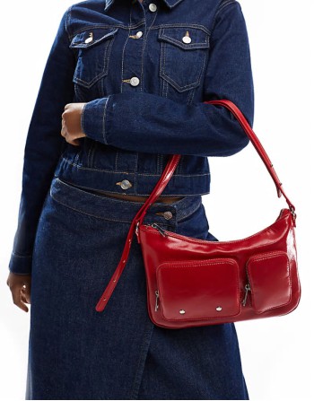 Cotton On aries shoulder bag in red PU