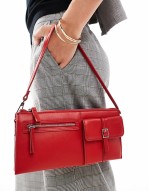 mini pocket detail shoulder bag in red