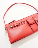 mini pocket detail shoulder bag in red
