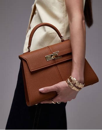 Elise large top handle  bag in brown
