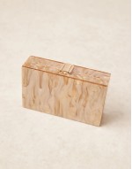 marble hard rectangle clutch bag in bronze
