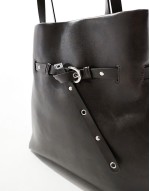 stud buckle tote bag in washed black