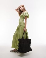 Tino nylon ruched tote bag in black