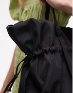 Tino nylon ruched tote bag in black