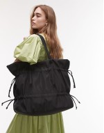 Tino nylon ruched tote bag in black
