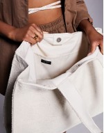 textured shoulder tote bag in cream