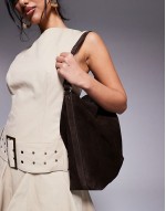 suede tote bag in chocolate