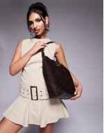 suede tote bag in chocolate