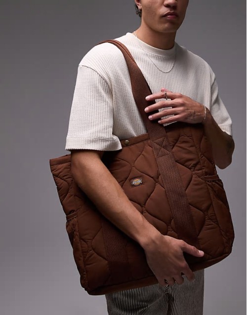 thorsby quilted tote bag in cappuccino brown