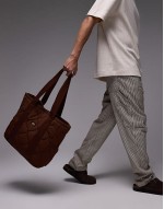 thorsby quilted tote bag in cappuccino brown