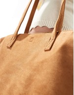 PASQ faux suede winged tote bag in tan
