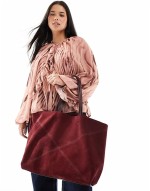40% New premium suede panelled tote in burgundy