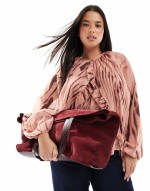40% New premium suede panelled tote in burgundy