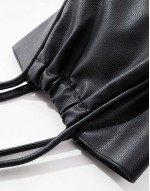 gathered detail tote bag in black
