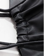gathered detail tote bag in black