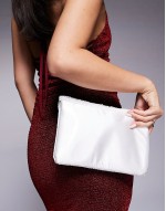 patterned sequin envelope clutch bag in white
