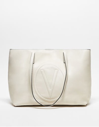 Valentino selena embossed tote bag with inside pouch in cream