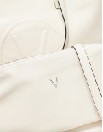 Valentino selena embossed tote bag with inside pouch in cream