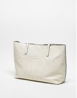 Valentino selena embossed tote bag with inside pouch in cream