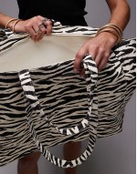 large zebra tote bag in black