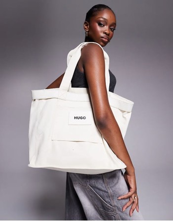 Becky canvas tote bag in white