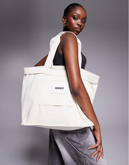 Becky canvas tote bag in white